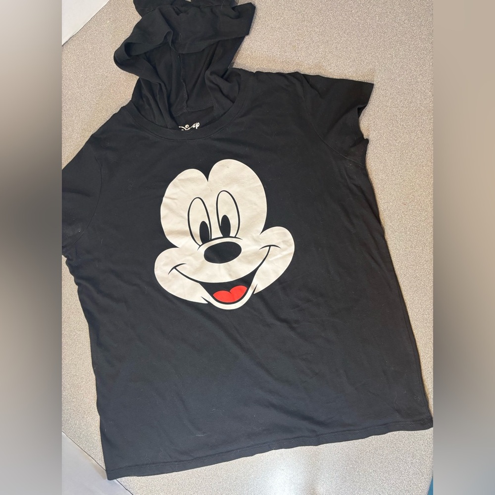 Disney Mickey Mouse Black Hoodie t-shirt with Classic Mickey ears SZ XXXL(21)
